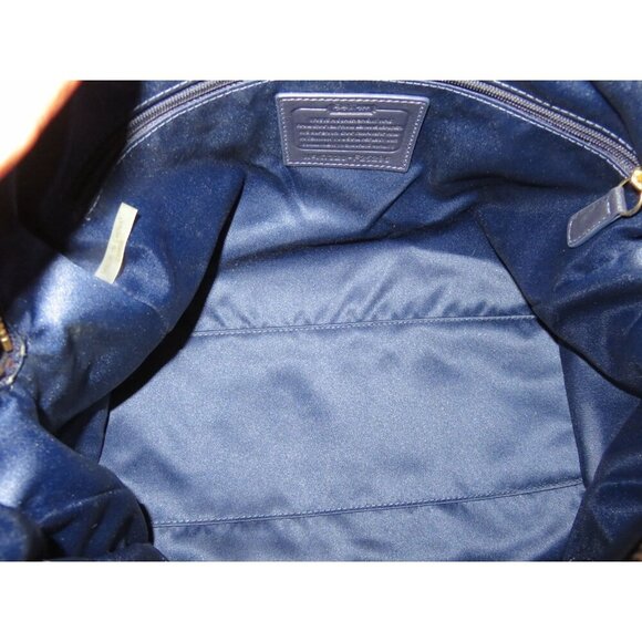 Coach Taylor 2013 Metallic Blue Leather Double Handle Satchel & Crossbody Strap - Picture 9 of 13